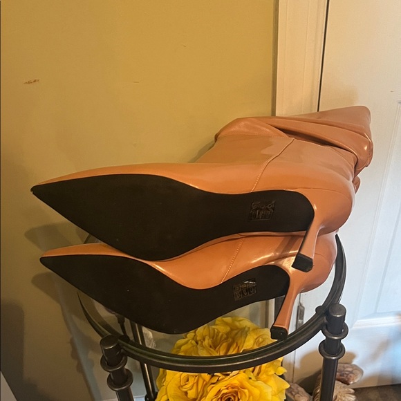 Jeffrey Campbell Guillo Tan Leather Slouchy Women's Stiletto Boots - Picture 5 of 9